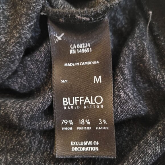 Buffalo David Bitton "Good Vibes" Charcoal Heather Long Sleeve Soft Pullover - Picture 11 of 13